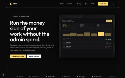 Tally - Saas / Product Astro Theme template preview