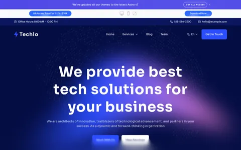 Techlo Lite — IT & Software Agencies Astro Theme template preview