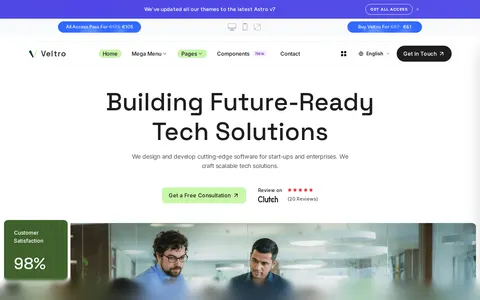 Veltro - Software, Startup & Agency Astro Theme template preview