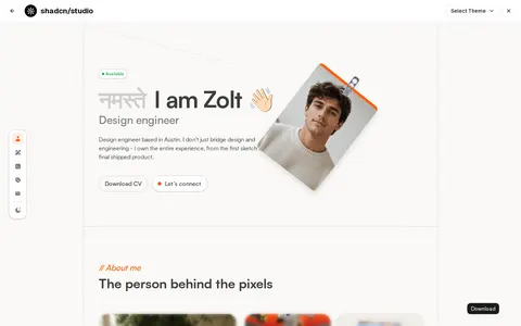 Zolt - Shadcn UI Portfolio Landing Page Template template preview