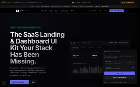 Zutra HyperSaaS — SaaS Landing & Dashboard UI Kit template preview