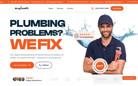 AquaFix — Plumbing template preview