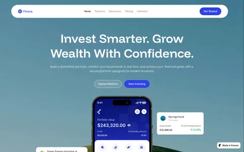 Finora Finance template preview