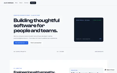Launchfolio — Studen template preview