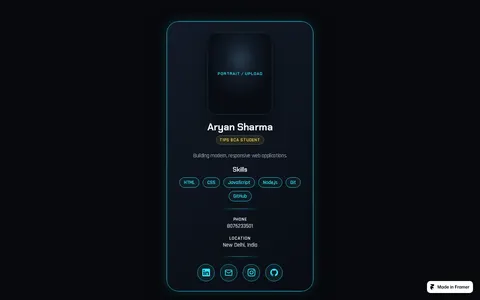 Profile Card template preview