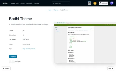 Bodhi Theme template preview