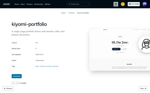 kiyomi-portfolio template preview