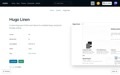 Hugo Linen template preview