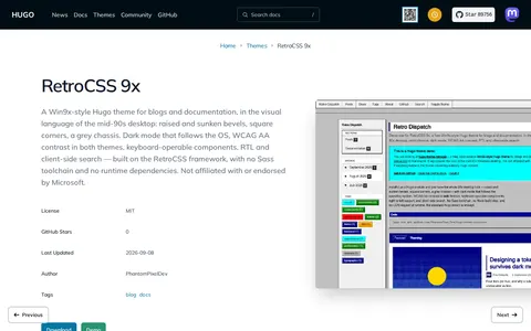 RetroCSS 9x template preview