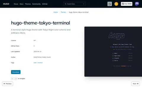 hugo-theme-tokyo-terminal template preview
