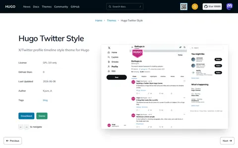 Hugo Twitter Style template preview