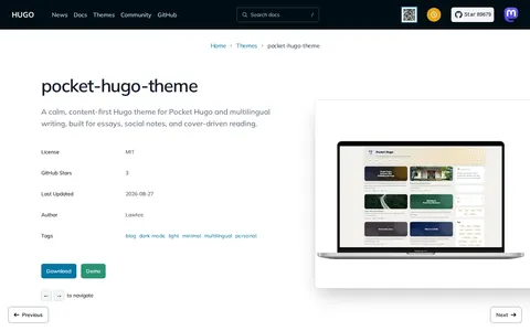 pocket-hugo-theme template preview