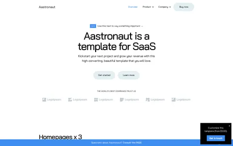 Aastronaut - Technology Website Template template preview