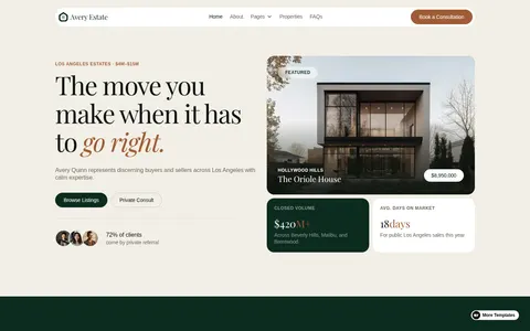 Avery Estate - Website Template template preview