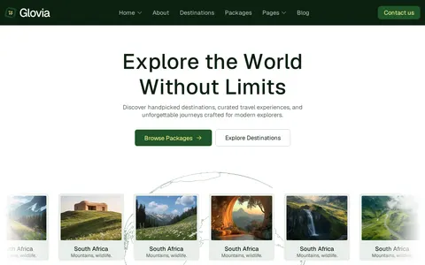 Glovia - Travel Website Template template preview