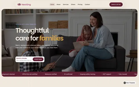 Nestling - Website Template template preview