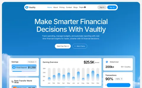 Vaultly - Technology Website Template template preview