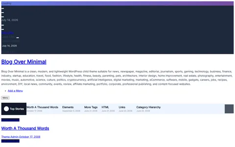 Blog Over Minimal template preview