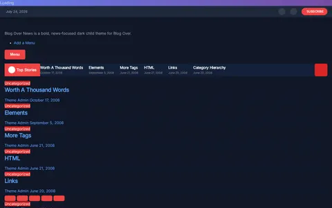 Blog Over News template preview