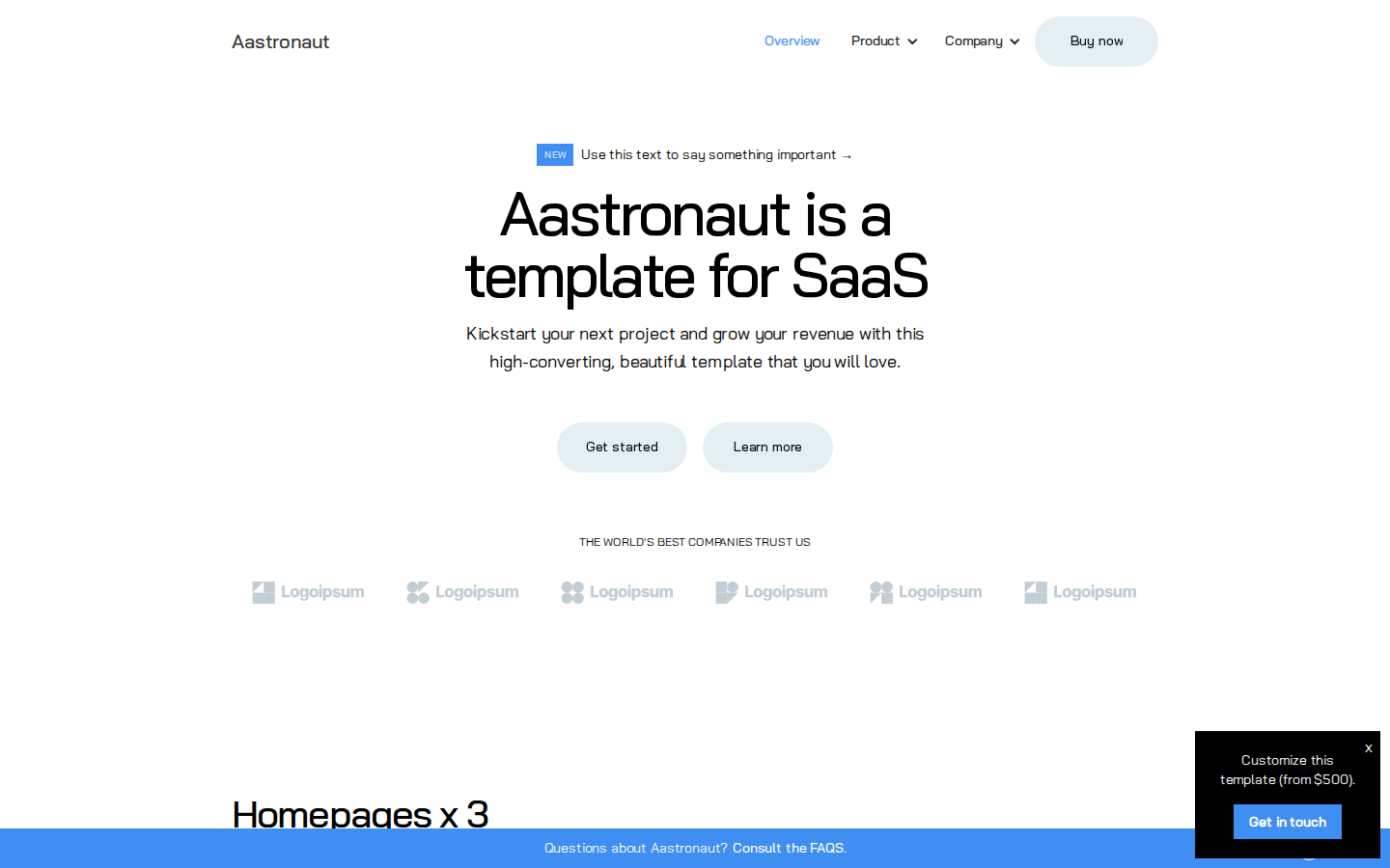 Aastronaut - Technology Website Template template preview