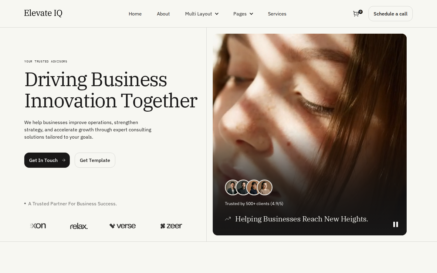Elevate IQ - Technology Website Template template preview