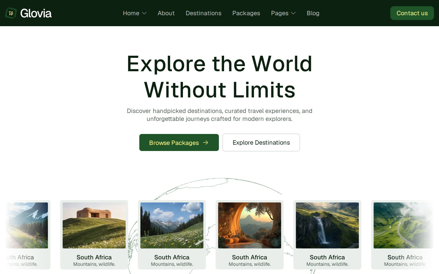 Glovia - Travel Website Template template preview
