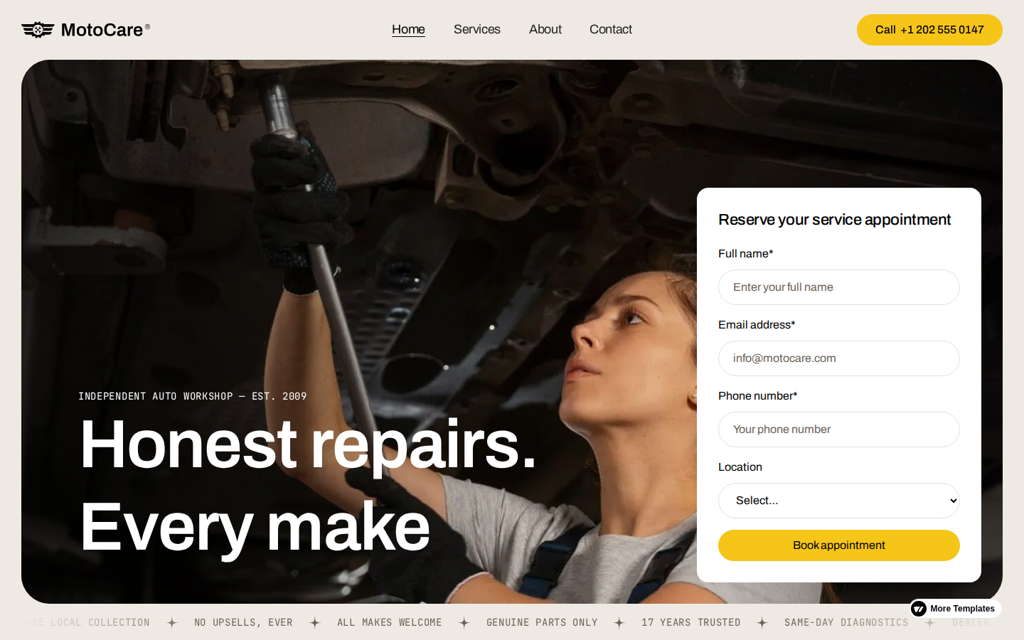 MotoCare - Transportation & Automotive Website Template template preview