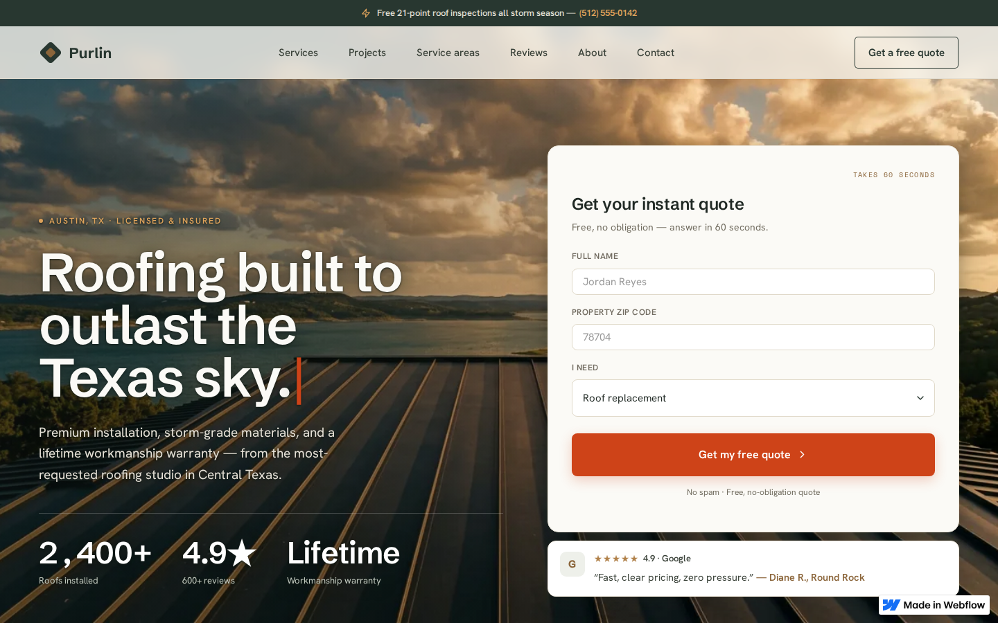 Purlin - Home Services Website Template template preview