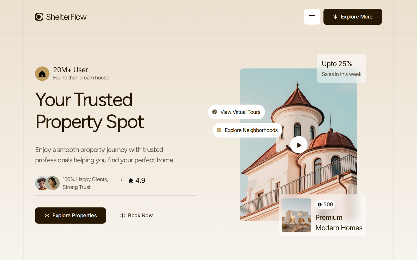 ShelterFlow - Real Estate Website Template template preview