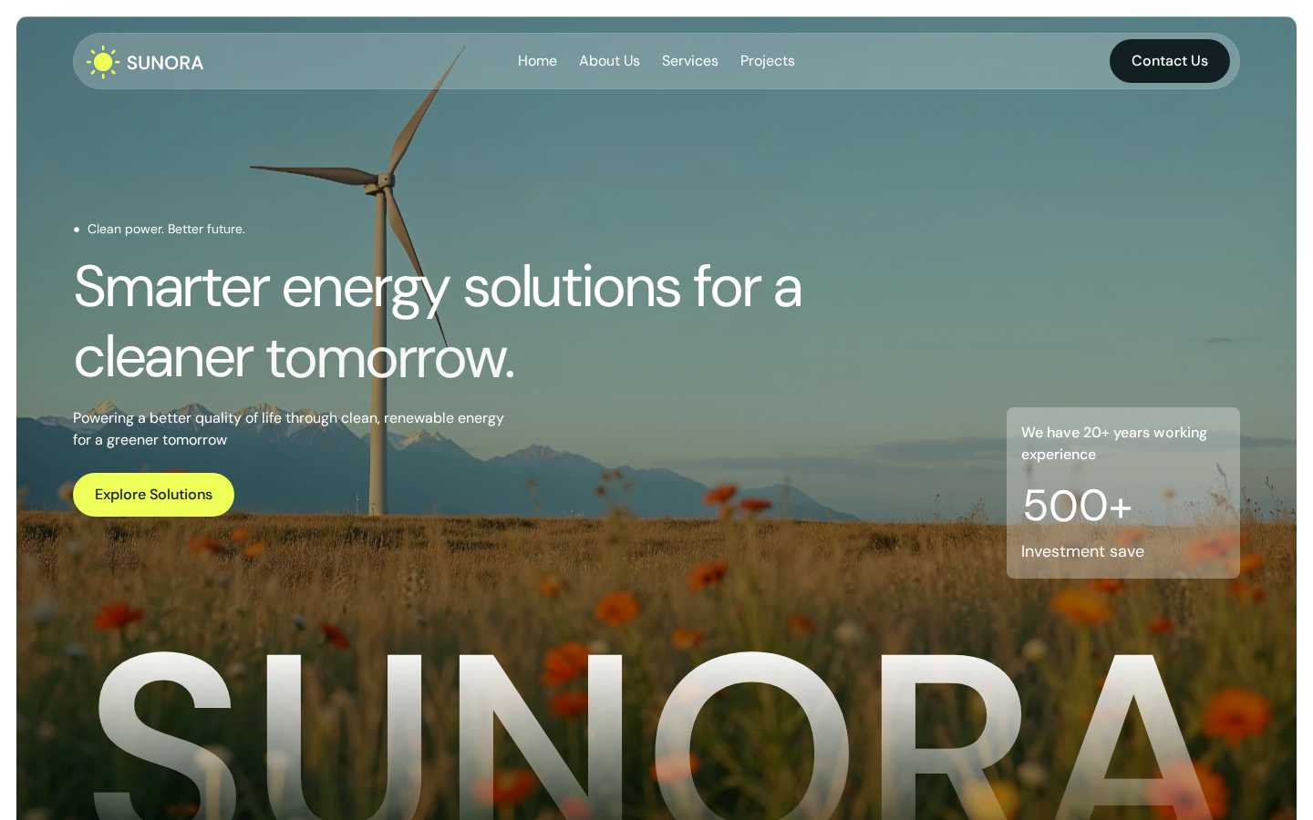Sunora - Environment Website Template template preview