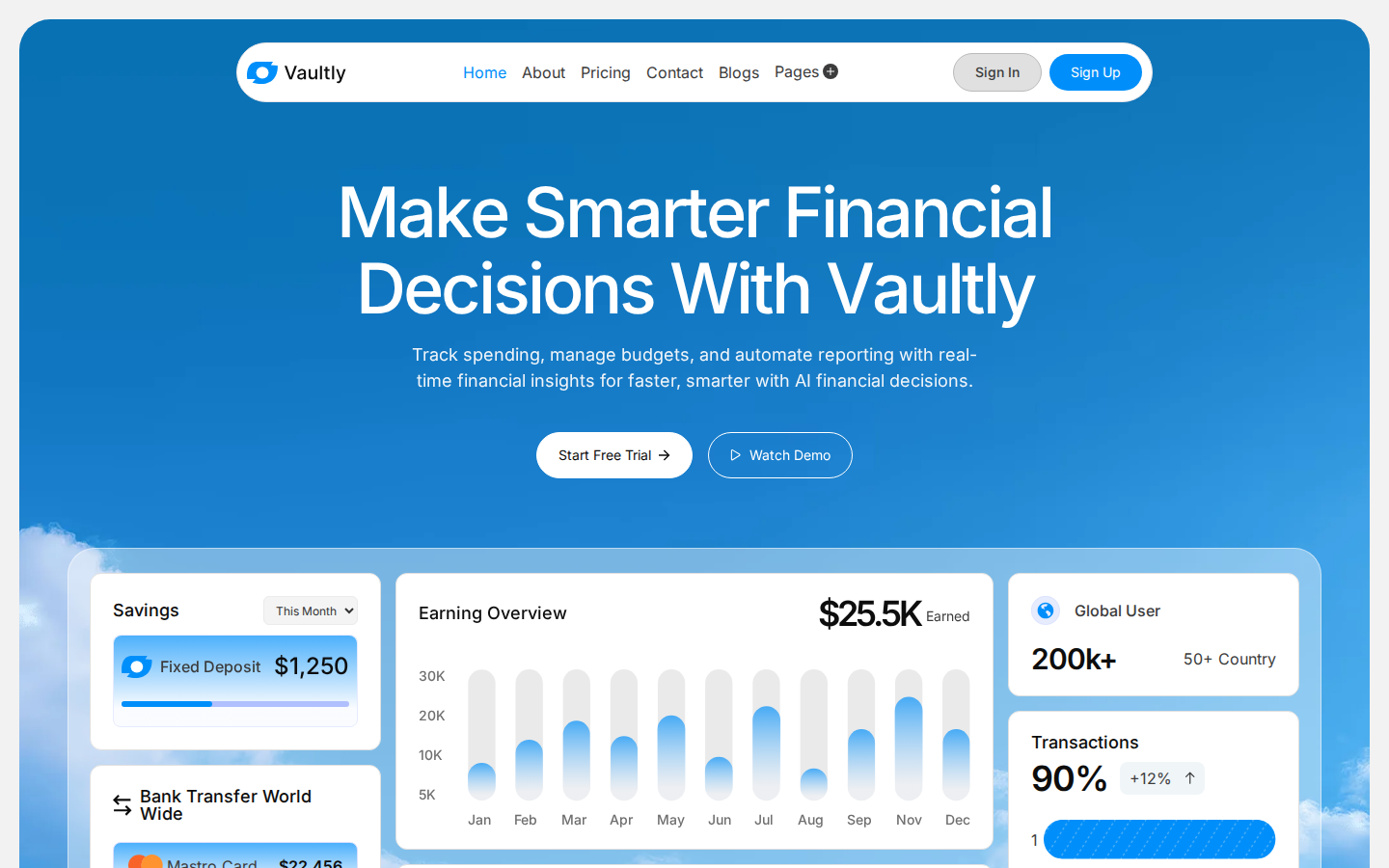 Vaultly - Technology Website Template template preview