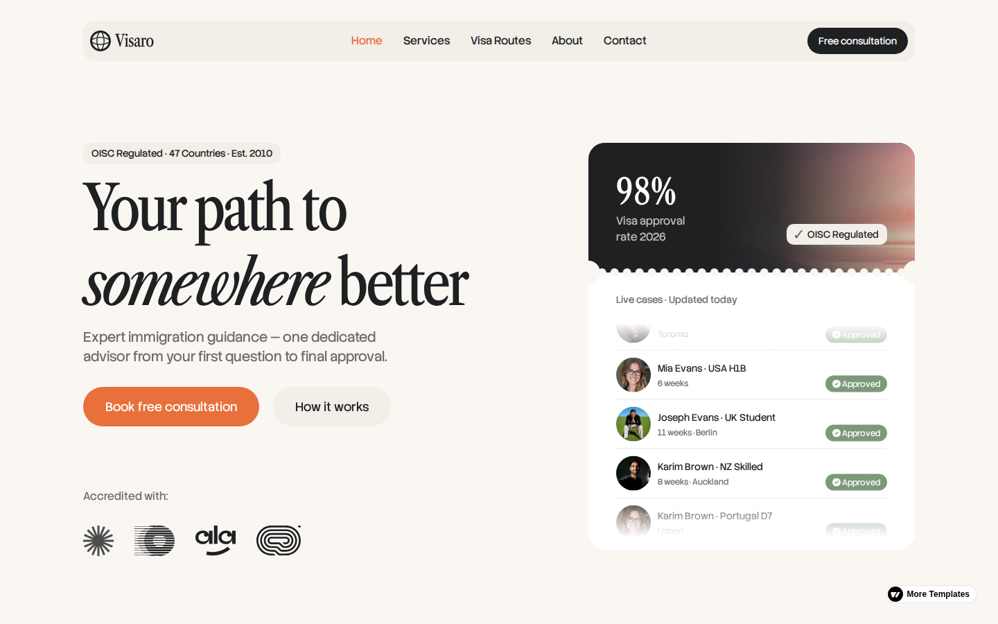 Visaro - Website Template template preview