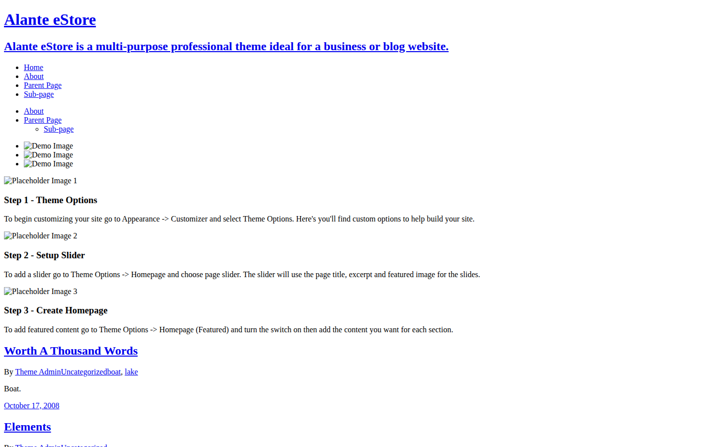 Alante eStore template preview