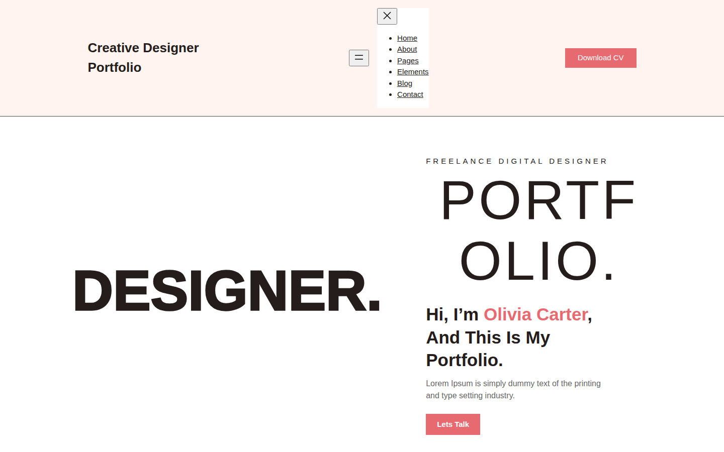 Creative Designer Portfolio template preview