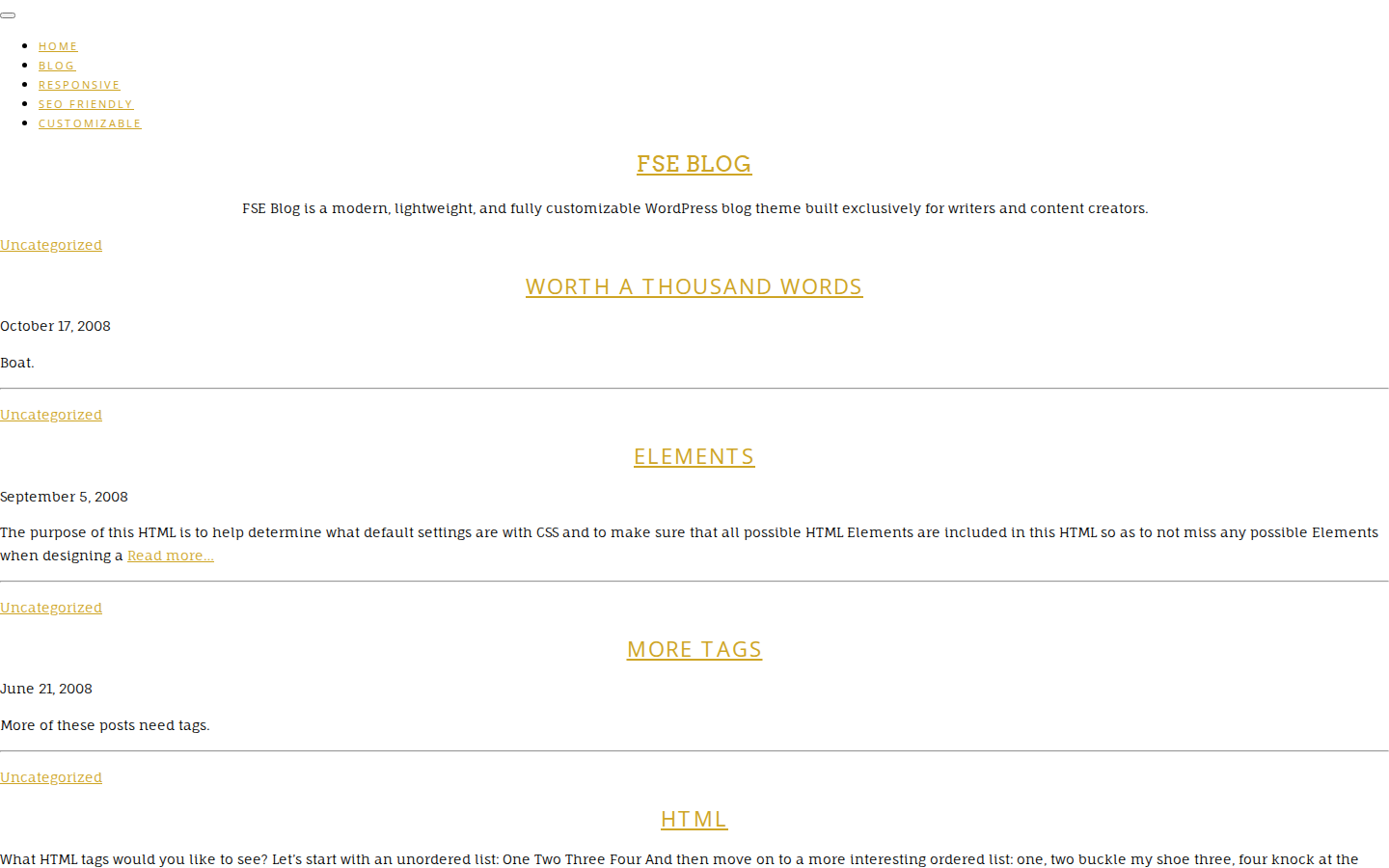FSE Blog template preview