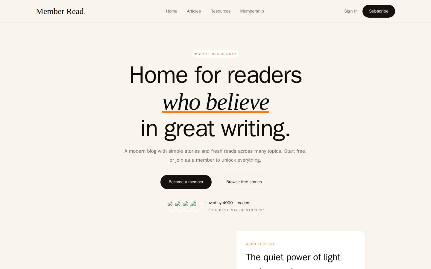 Member Read template preview