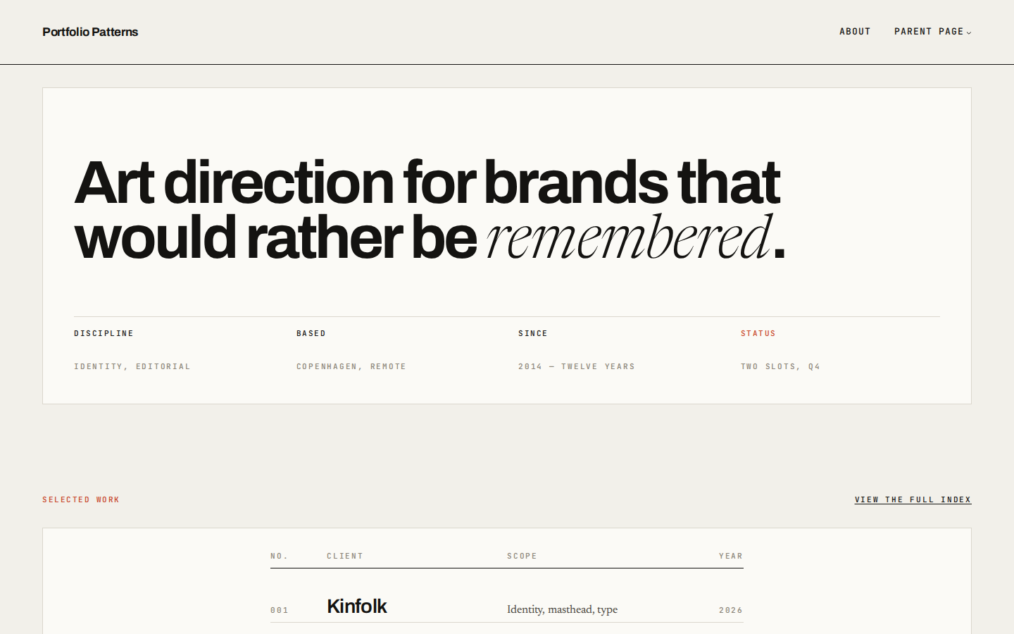 Portfolio Patterns template preview