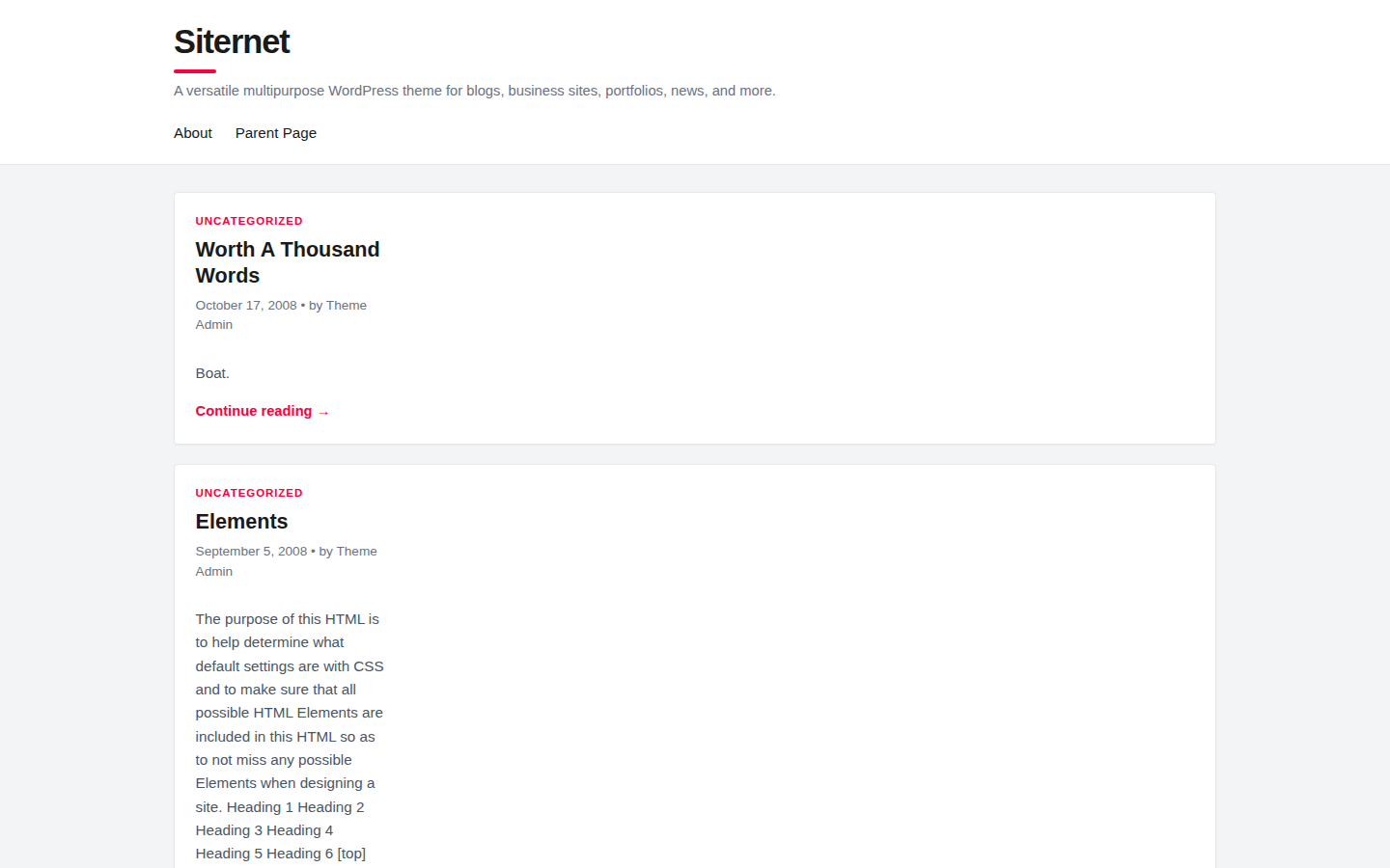 Siternet template preview