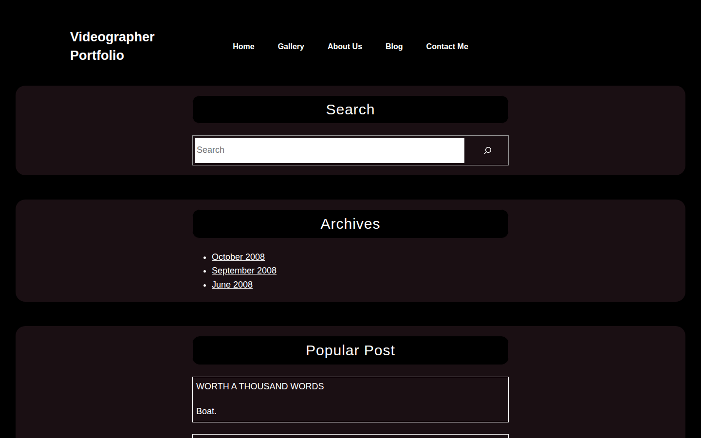 Videographer Portfolio template preview